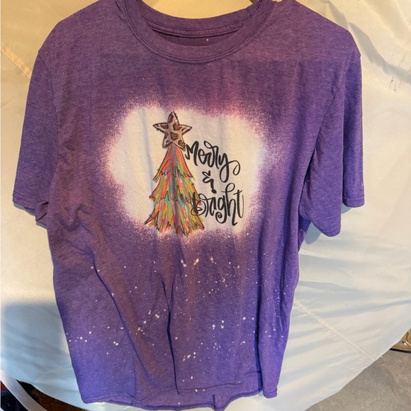 Tops - Purple women’s Christmas t Shirt bleached